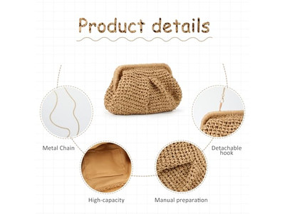 Big Straw Clutch Cherry Bag Girl'S Beach Tote Handle Hawaii Hollow Ladies Letter