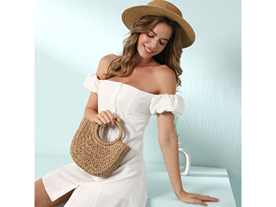 Colorful Straw Bag Beach Basket Braided Tote Handmade Malaysia Mexican Bags