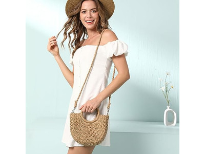 Colorful Straw Bag Beach Basket Braided Tote Handmade Malaysia Mexican Bags