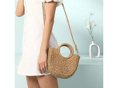 Colorful Straw Bag Beach Basket Braided Tote Handmade Malaysia Mexican Bags