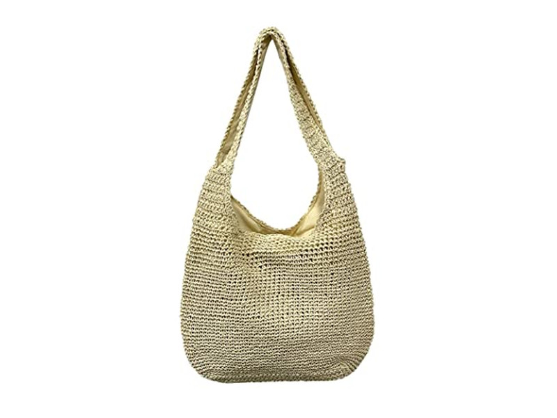 Cute Summer Bag Straw Fishing Net Faux Pearl Bags Blue Clutch Flower