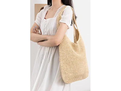 Cute Summer Bag Straw Fishing Net Faux Pearl Bags Blue Clutch Flower