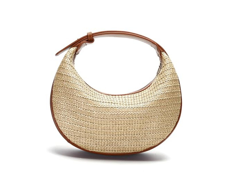 Foldable Straw Bag Cosmetic Big Size Cylinder Embossed Circular Crochet Bags
