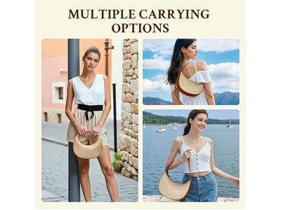 Foldable Straw Bag Cosmetic Big Size Cylinder Embossed Circular Crochet Bags