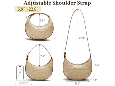 Foldable Straw Bag Cosmetic Big Size Cylinder Embossed Circular Crochet Bags