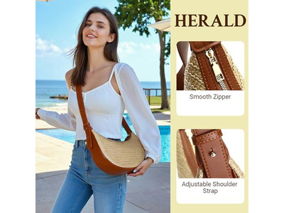 Foldable Straw Bag Cosmetic Big Size Cylinder Embossed Circular Crochet Bags