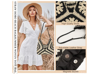 Fun Straw Clutch Bag Lady'S Handbag Ins Bucket Paper Bach Purse Handbags