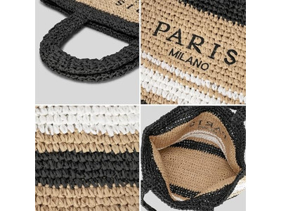 Half Circle Straw Bag Custom Made Embroidery Bags French Boho Kids Stripe