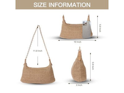 Knitting Straw Bag Paper Clutch Chain Small Jacquard Hand Sewn Bohemian Bags