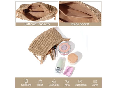 Knitting Straw Bag Paper Clutch Chain Small Jacquard Hand Sewn Bohemian Bags