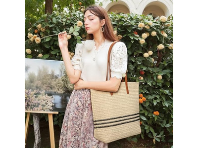 Lady Straw Handbag Bag Hat Sets Kit Girl For Soap Makeup Beach Rattan Purse