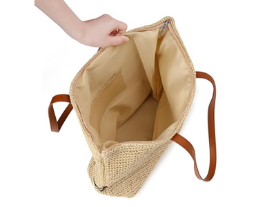 Lady Straw Handbag Bag Hat Sets Kit Girl For Soap Makeup Beach Rattan Purse