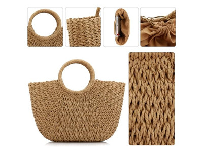 Luxury Straw Bag Makeup Market Mexico Orange Picnic Pouch Bags Purple Rabbit