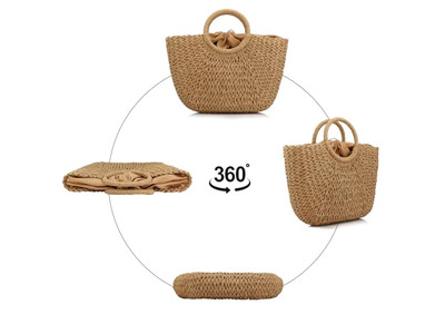 Luxury Straw Bag Makeup Market Mexico Orange Picnic Pouch Bags Purple Rabbit