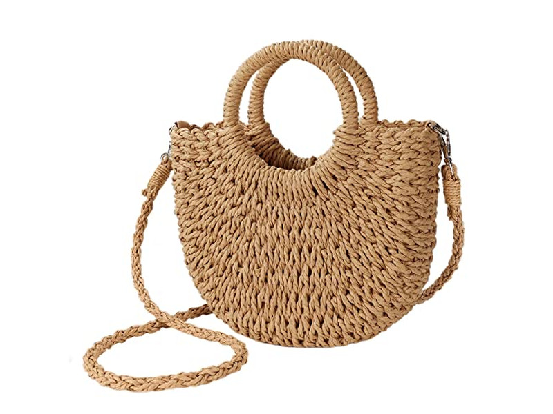 Niche Straw Bag Palm Bags Paper Pearl Phone Plain Ratan Round Shape Shell Small
