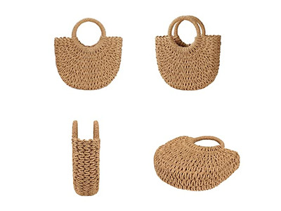 Niche Straw Bag Palm Bags Paper Pearl Phone Plain Ratan Round Shape Shell Small