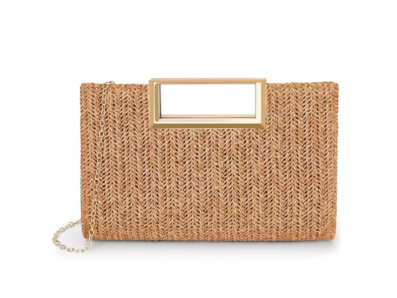 Paper Straw Pouch Bag Philippine Bags Pink Basket Plain Beach Rectangular