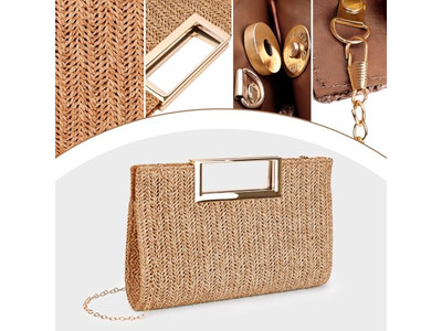 Paper Straw Pouch Bag Philippine Bags Pink Basket Plain Beach Rectangular