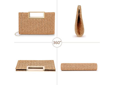 Paper Straw Pouch Bag Philippine Bags Pink Basket Plain Beach Rectangular