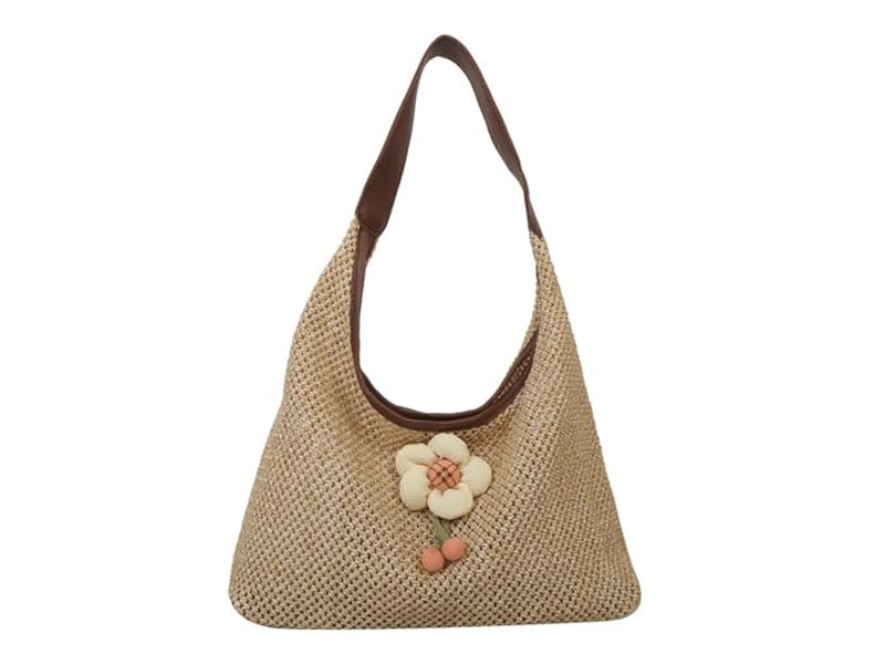 Raffia Straw Handbags Made Summer Bag With Zipper Soft Beach Tote Totes