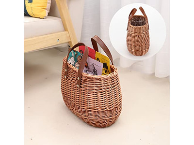 Retro Woven Straw Bag Round Corn Bags Crossbody Small Beach And Leather