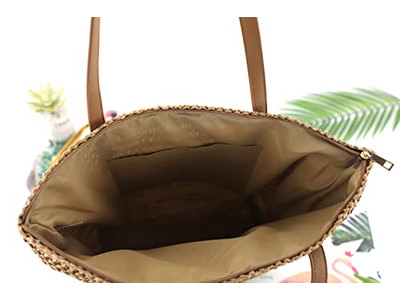 Simple Straw Bag Trendy Wheat Straws Girl Purse Tote Lined Kids Flowers Colored