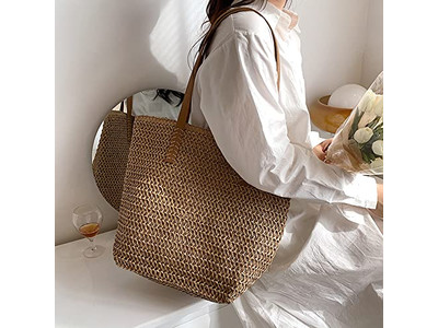 Simple Straw Bag Trendy Wheat Straws Girl Purse Tote Lined Kids Flowers Colored
