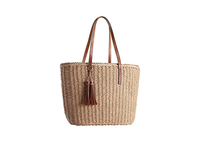 Smile Straw Bag Strap 1 Moq Blank Brown Craft Green India Print Retro Women