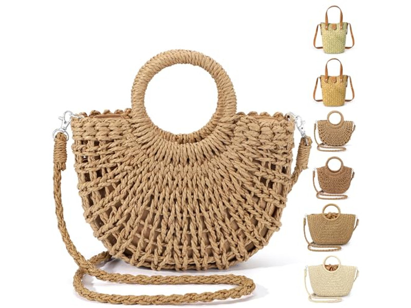Straw Clutch Cap Craft Bags Formal Bag Should Tassel Tote Purse Travel Wicker