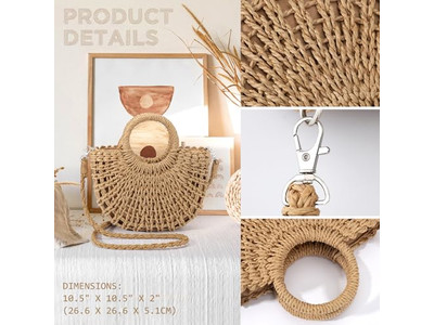Straw Clutch Cap Craft Bags Formal Bag Should Tassel Tote Purse Travel Wicker