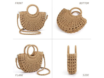 Straw Clutch Cap Craft Bags Formal Bag Should Tassel Tote Purse Travel Wicker