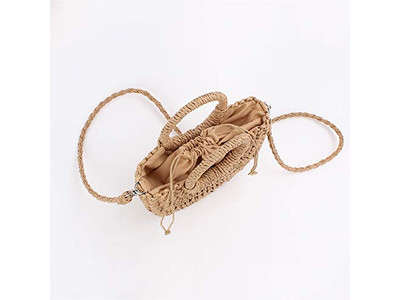 Straw Woven Tote Wallet Bag Womens Wooden Yellow Brown Bags Casual Floral Coffee
