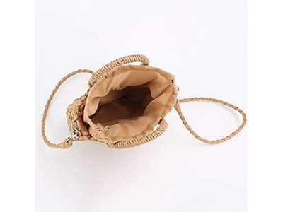 Straw Woven Tote Wallet Bag Womens Wooden Yellow Brown Bags Casual Floral Coffee