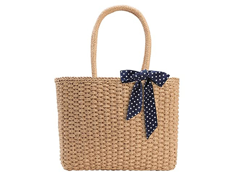 Summer New Straw Bag Basket Handbag Bamboo Semicircle Bags For Woman Beach Text