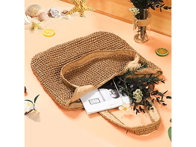 Cotton Straw Bag Basket Flower Beaded Basic Bags Canvas Boho Purse Barrel