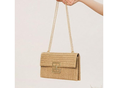 Crochet Straw Bag Fashion Feather Braided Damping Beach Purse Bride Black