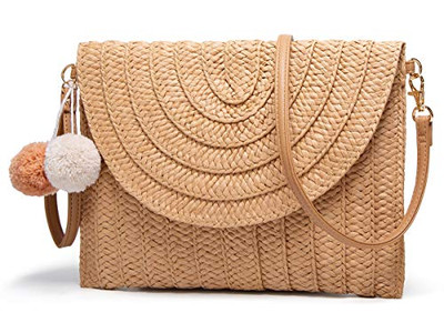 Cylindrical Straw Bag Horse Green Ladies Handbags Lightweight Mesh Beach Tote