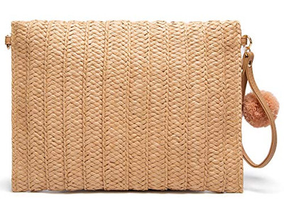 Cylindrical Straw Bag Horse Green Ladies Handbags Lightweight Mesh Beach Tote