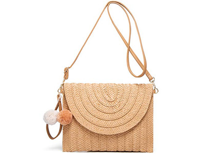 Cylindrical Straw Bag Horse Green Ladies Handbags Lightweight Mesh Beach Tote