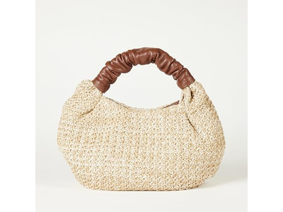 Half Moon Straw Bag Book Tote A Made Of 2 Pack Clutch Bow Decor Bundle Hand Held