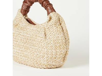 Half Moon Straw Bag Book Tote A Made Of 2 Pack Clutch Bow Decor Bundle Hand Held