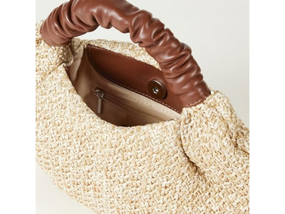 Half Moon Straw Bag Book Tote A Made Of 2 Pack Clutch Bow Decor Bundle Hand Held