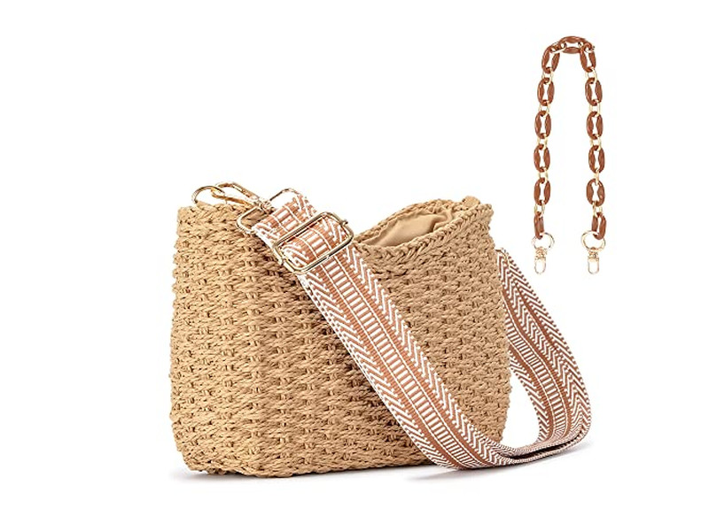 Mini Straw Bag Lady Oversized Paper Kid Round Handbag Small And Beads Butterfly