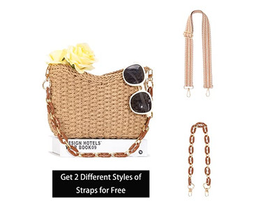 Mini Straw Bag Lady Oversized Paper Kid Round Handbag Small And Beads Butterfly