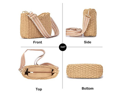 Mini Straw Bag Lady Oversized Paper Kid Round Handbag Small And Beads Butterfly