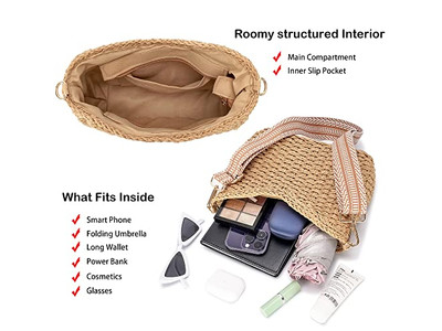 Mini Straw Bag Lady Oversized Paper Kid Round Handbag Small And Beads Butterfly