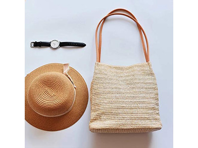 Natural Straw Bag Plastic Pumpkin Rainbow Round Purse Seaweed Small 1 Piece