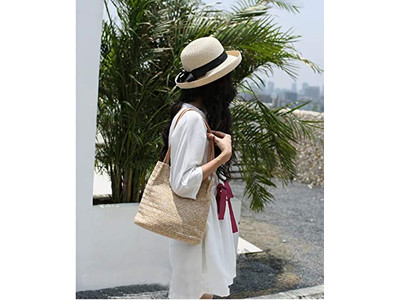 Natural Straw Bag Plastic Pumpkin Rainbow Round Purse Seaweed Small 1 Piece