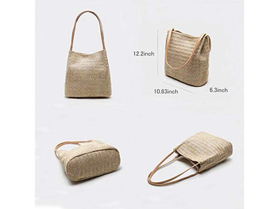 Natural Straw Bag Plastic Pumpkin Rainbow Round Purse Seaweed Small 1 Piece