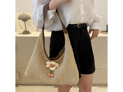 Raffia Straw Handbags Made Summer Bag With Zipper Soft Beach Tote Totes